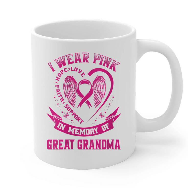 I Wear Pink In Memory Of Great Grandma Breast Cancer Graphic Graphic Print Coffee Mug