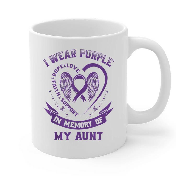 Wear Purple In Memory Of My Aunt Pancreatic Cancer Awareness Graphic Print Coffee Mug Wear Purple In Memory Of My Aunt Pancreatic Cancer Awareness Graphic Print Coffee Mug