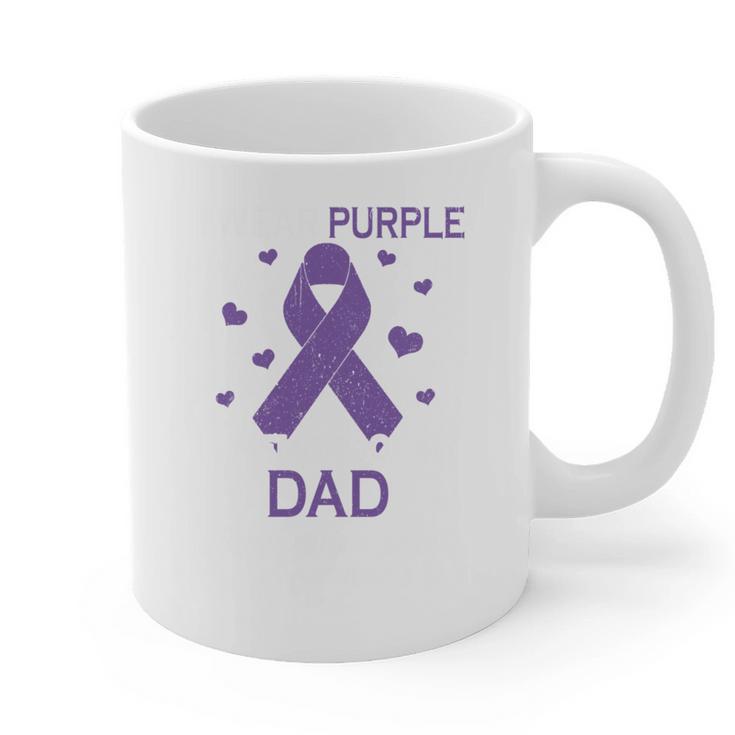I Wear Purple In Memory Of Dad Pancreatic Cancer Awareness Graphic Print Coffee Mug