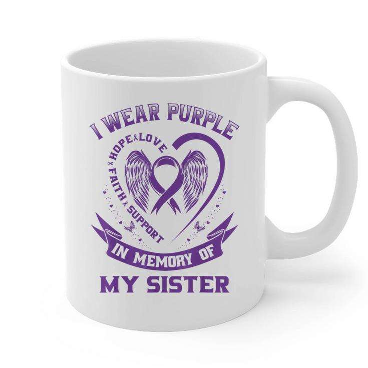I Wear Purple In Memory Of My Sister Alzheimers Awareness Graphic Print Coffee Mug