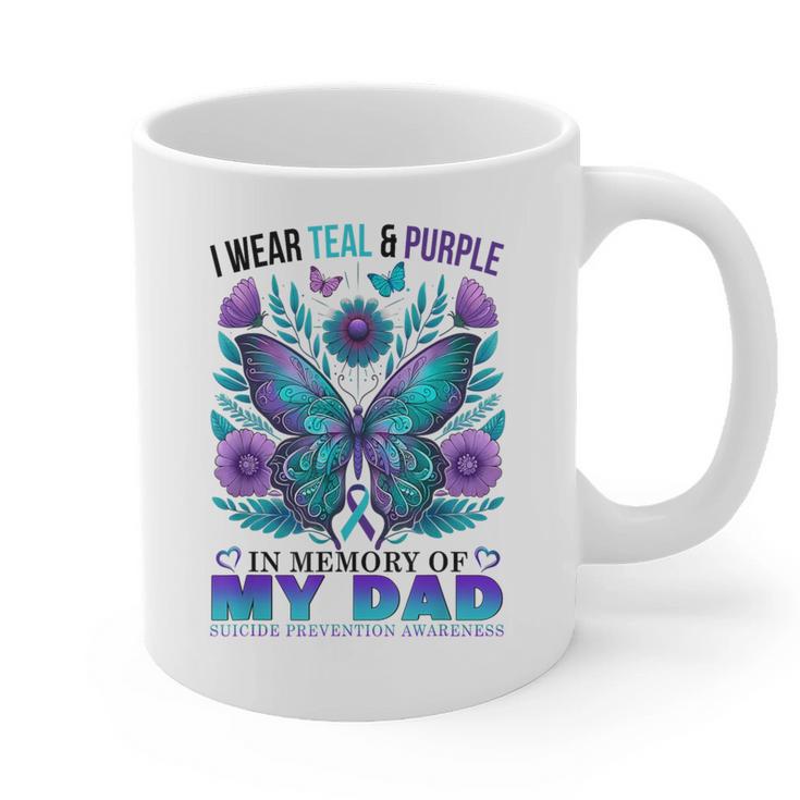 I Wear Teal Purple In Memory Of My Dad Suicide Awareness Graphic Print Coffee Mug