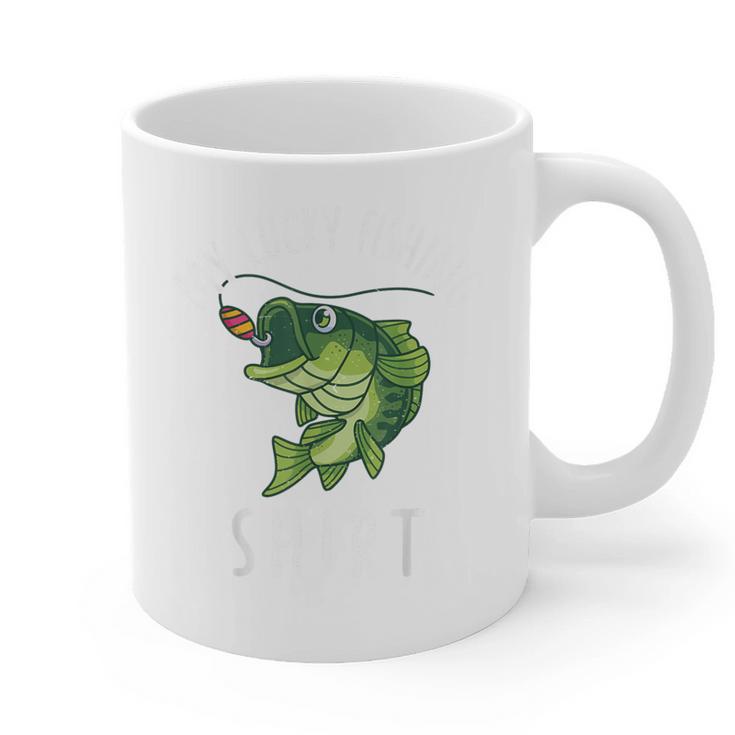 Youth Boy My Lucky Fishing-Shirt Bass Fish Dad Graphic Print Coffee Mug