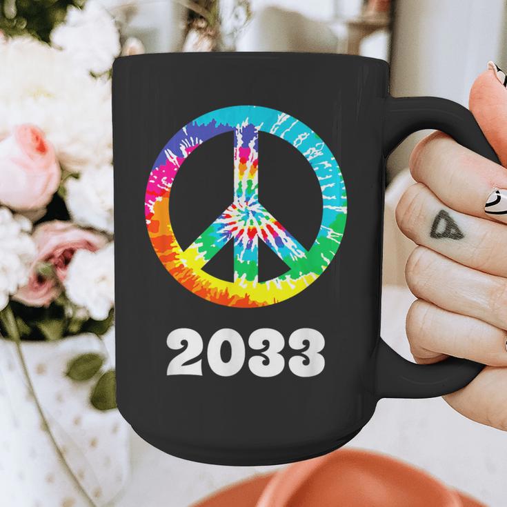 2033 Graduation Class Year Tie Dye Peace Sign Graphic Print Coffee Mug