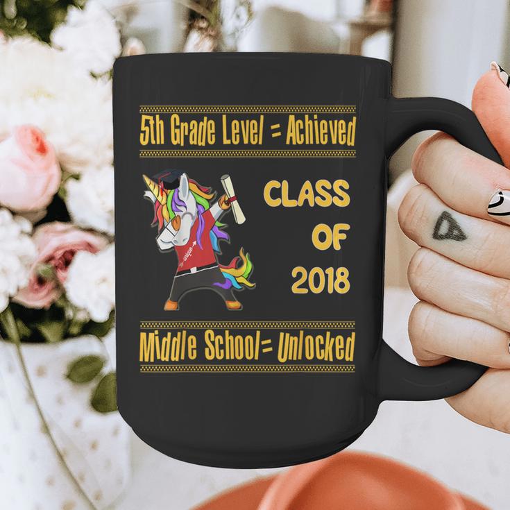5th Grade Graduation Shirt Dabbing Unicorn Boys Class 2018 Graphic Print Coffee Mug