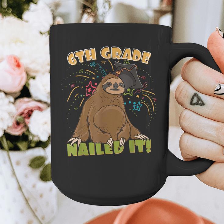 6th Grade Graduation Sloth Nailed It Class Of 2025 Graphic Print Coffee Mug