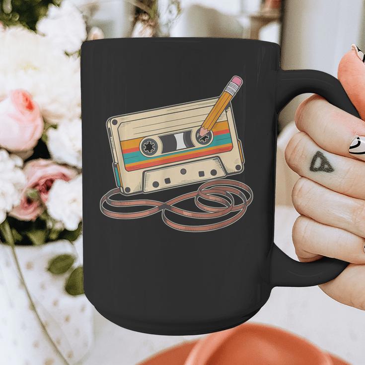 80s 90s Retro Party Costume Nostalgia Cassette Tape Pencil Graphic Print Coffee Mug