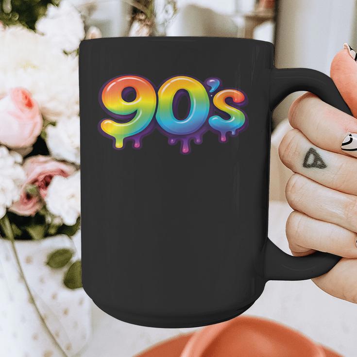 90s Retro Pop Art Rainbow Lips Nostalgia Costume 90s Graphic Print Coffee Mug