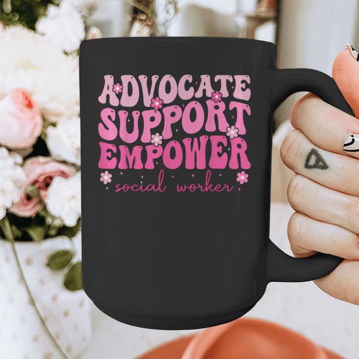 Advocate Support Empower Groovy Social Worker Graduation MSW Graphic Print Coffee Mug