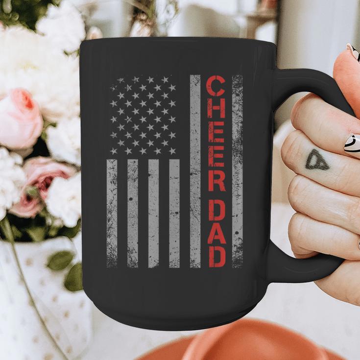 American Flag Cheer Dad Vintage Patriotic Father Cheerleader Graphic Print Coffee Mug