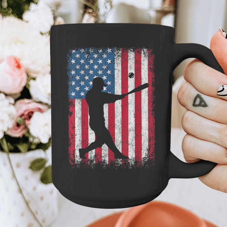 American Flag Vintage Baseball Flag Dad Mom Tee T-Shirt Graphic Print Coffee Mug