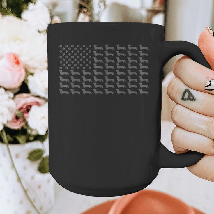 American Flag Vintage Patriotic Dachshund Dad Weiner Dog Graphic Print Coffee Mug