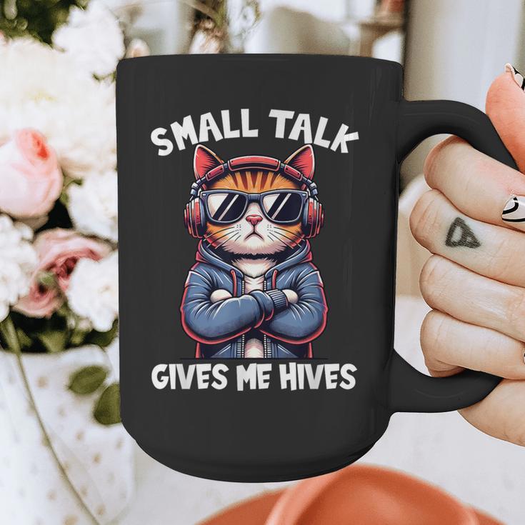 Anti Social Anxiety Mindfulness No Small Talk Introvert Cat Men Women Graphic Print Coffee Mug