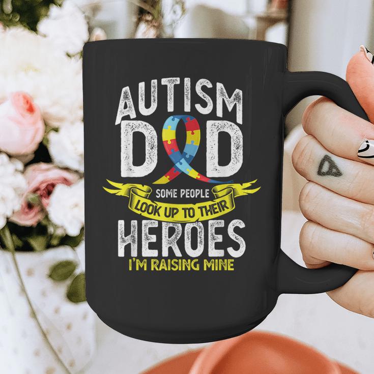 Autism Dad Some People Look Up To Their Heroes Autism Graphic Print Coffee Mug