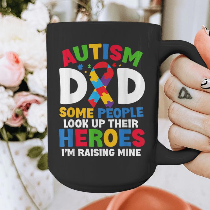 Autism Dad Puzzle Ribbon Proud Son Hero Autism Awareness Graphic Print Coffee Mug