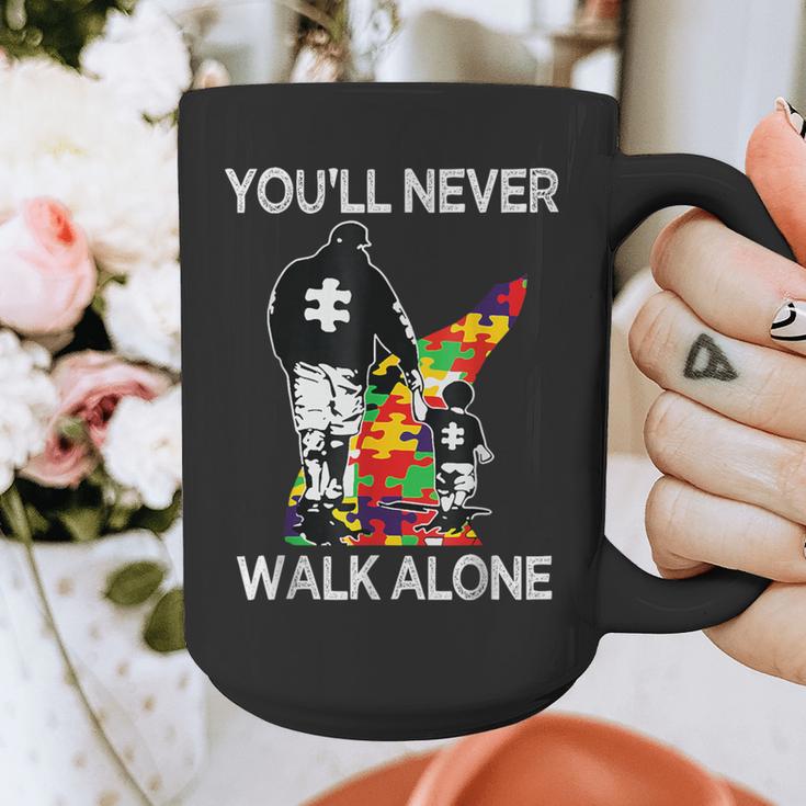 Autism Dad Support Alone Puzzle You'Ll Never Walk Graphic Print Coffee Mug