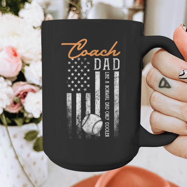 Baseball Coach Dad Like A Normal Dad Only Cooler USA Flag Graphic Print Coffee Mug