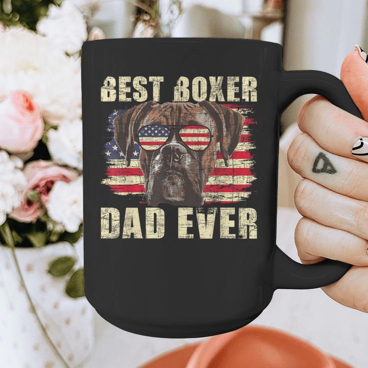 Best Boxer Dad Ever USA Flag American Dog Animal Lover Graphic Print Coffee Mug