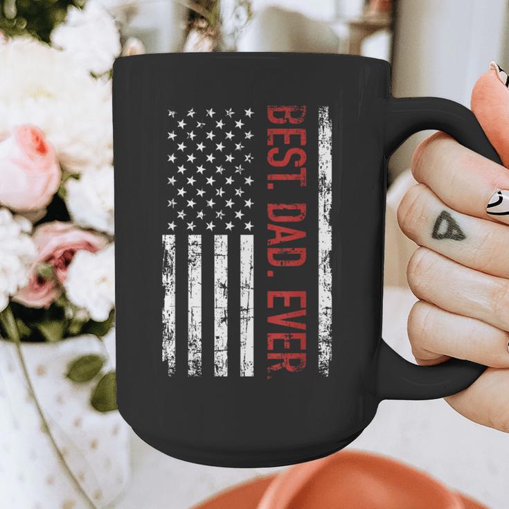 Best Dad Ever US American Flag Gift For Father's Day Short Sleeve Graphic Print Coffee Mug