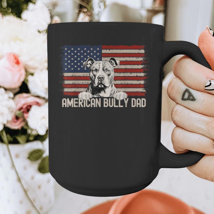 Best Dog Dad Ever American Flag American Bully Dad Graphic Print Coffee Mug