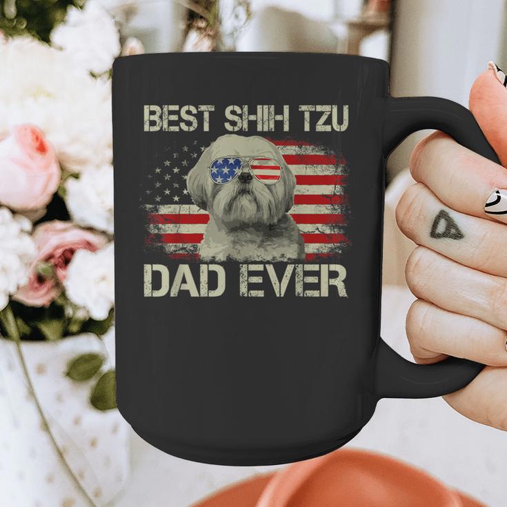 Best Shih Tzu Dad Ever Tshirt Dog Lover American Flag Graphic Print Coffee Mug