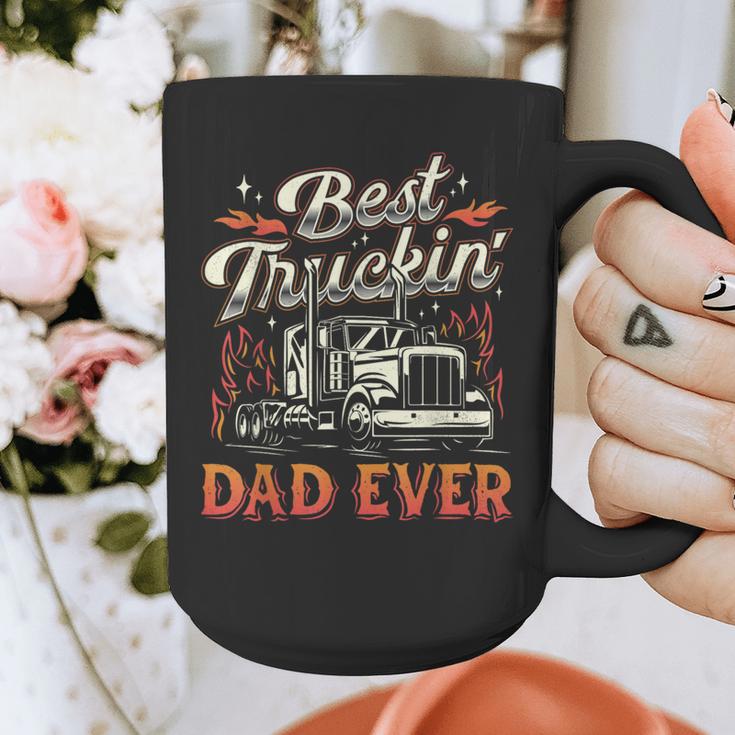 Best Truckin Dad Ever Trucker Truck Driver Father's Day Men Graphic Print Coffee Mug