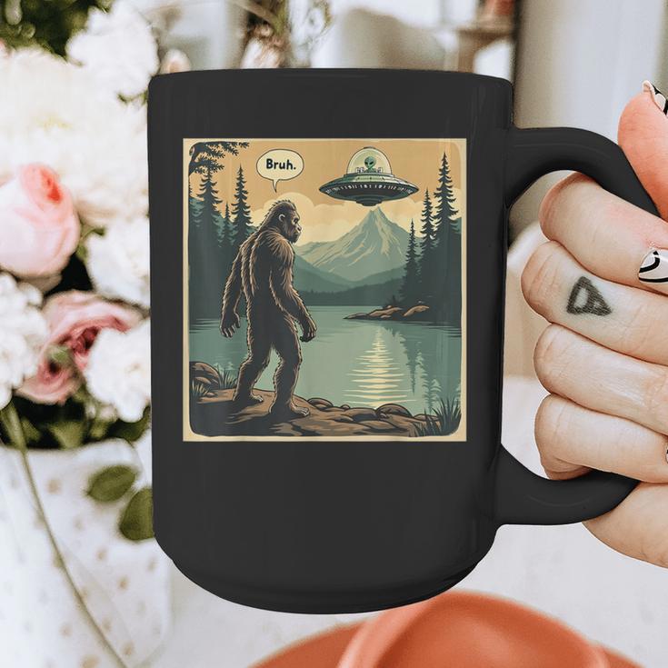 Bigfoot Sasquatch Alien Spaceship UFO Introvert Bruh Graphic Print Coffee Mug Bigfoot Sasquatch Alien Spaceship UFO Introvert Bruh Graphic Print Coffee Mug