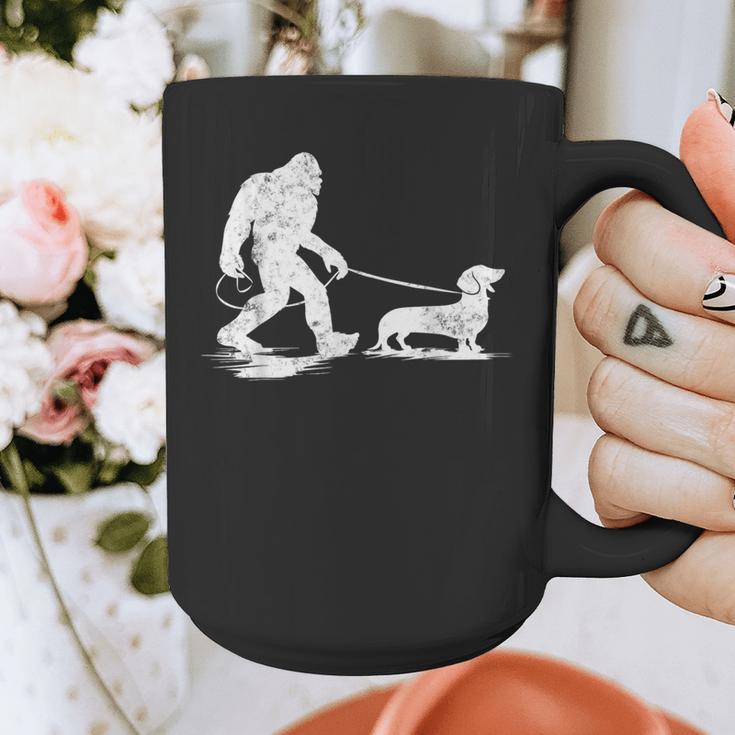 Bigfoot Walking Dachshund Tee Wiener Dog Dad Graphic Print Coffee Mug