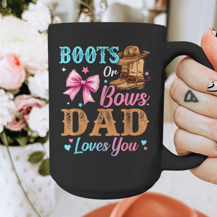 Boots Or Bows Dad Loves You Gender Reveal Daddy Graphic Print Coffee Mug