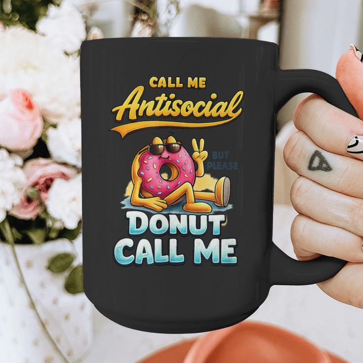 Call Me Antisocial Donut Pun Introvert Quote Graphic Print Coffee Mug Call Me Antisocial Donut Pun Introvert Quote Graphic Print Coffee Mug