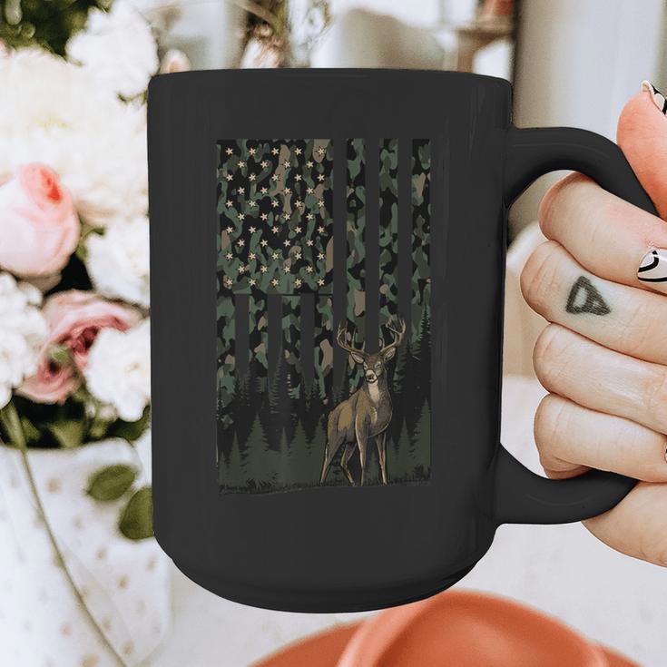 Camo Deer American Flag Graphic Hunting Men Dad Boys Graphic Print Coffee Mug