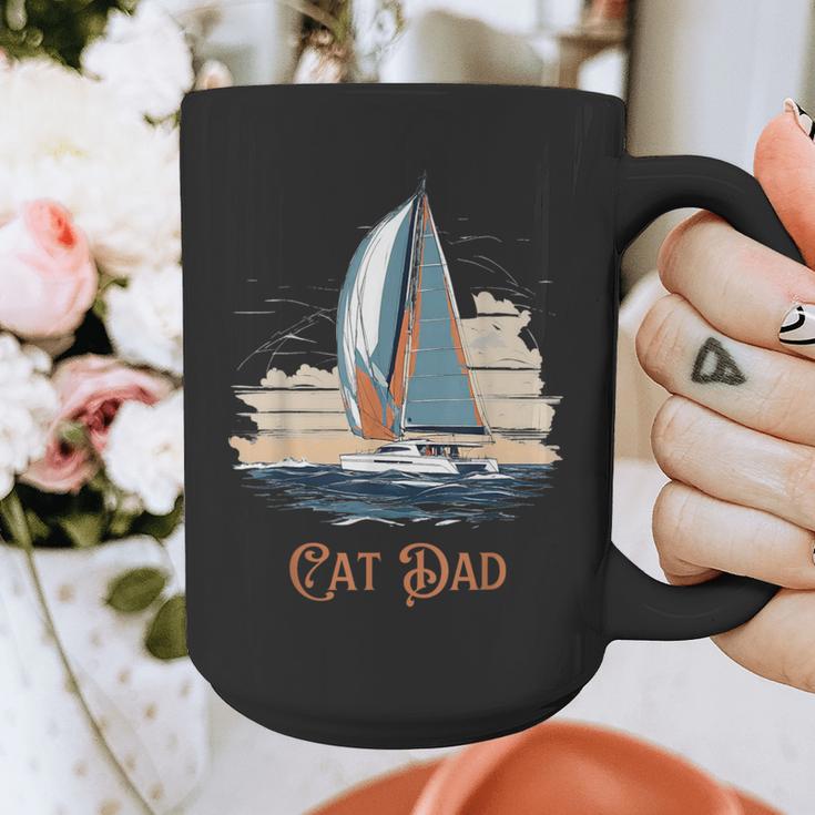 Cat Dad Vintage Catamaran Sailing Graphic Print Coffee Mug