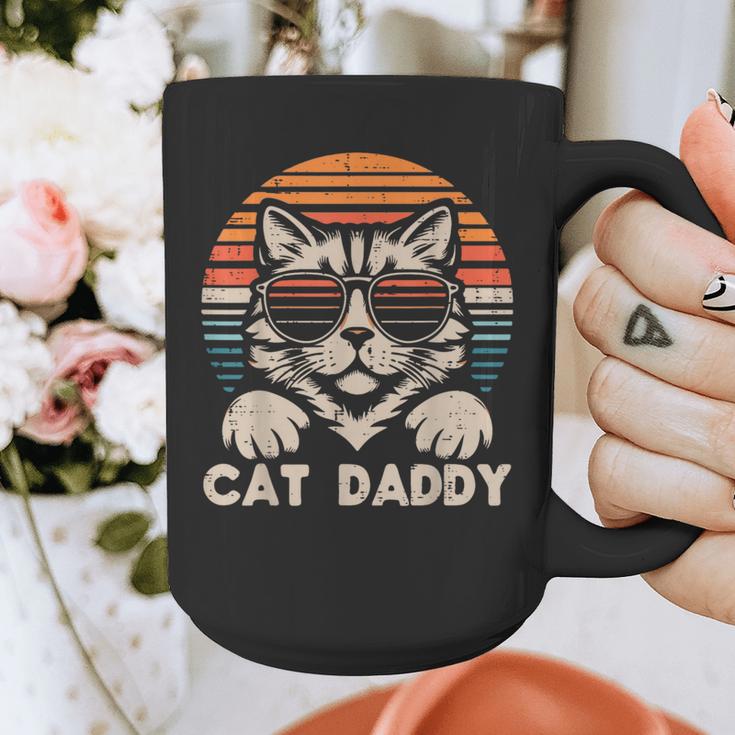 Cat Daddy Sunglasses Sunset Retro Fur Dad Papa Kitten Men Graphic Print Coffee Mug
