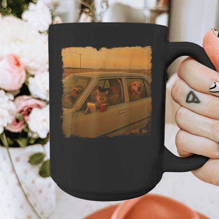 Cat Sloth Dog Retro Nostalgia Roadtrip Photo Graphic Print Coffee Mug Cat Sloth Dog Retro Nostalgia Roadtrip Photo Graphic Print Coffee Mug