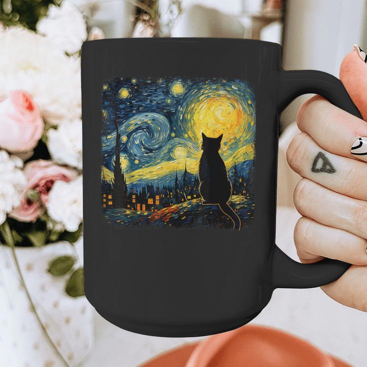 Cat Starry Night Van Gogh Cat For Cat Lover Cat Mom Cat Dad Graphic Print Coffee Mug