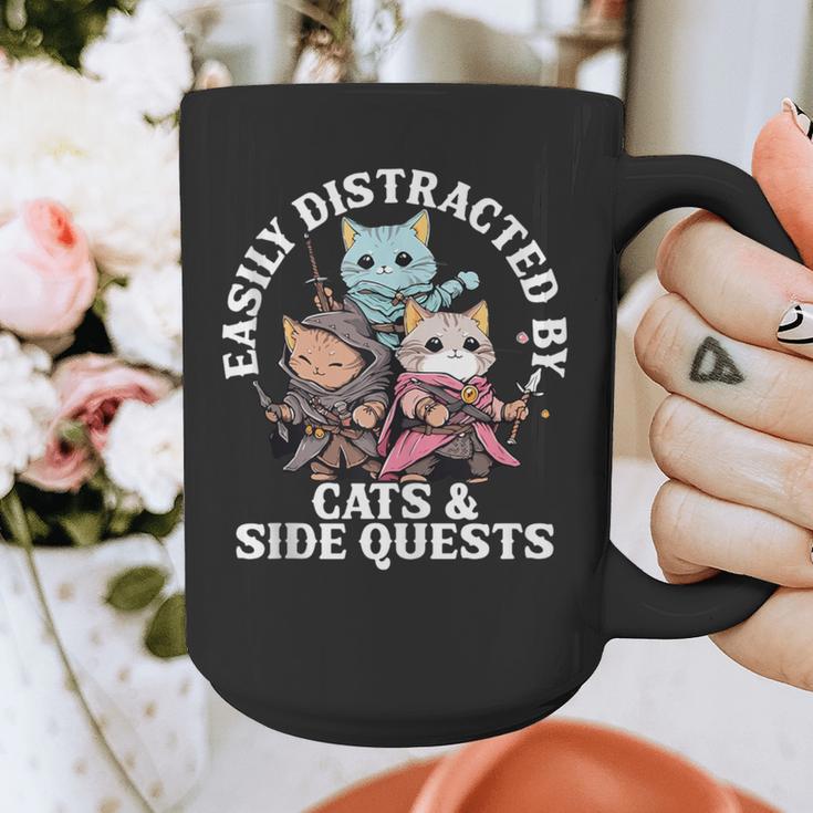 Cats Side Quest Distracted Tabletop Men Women Kids Dad Graphic Print Coffee Mug