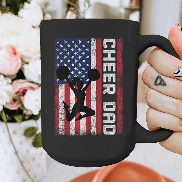 Cheer Dad American Flag Cheerleader Support Graphic Print Coffee Mug