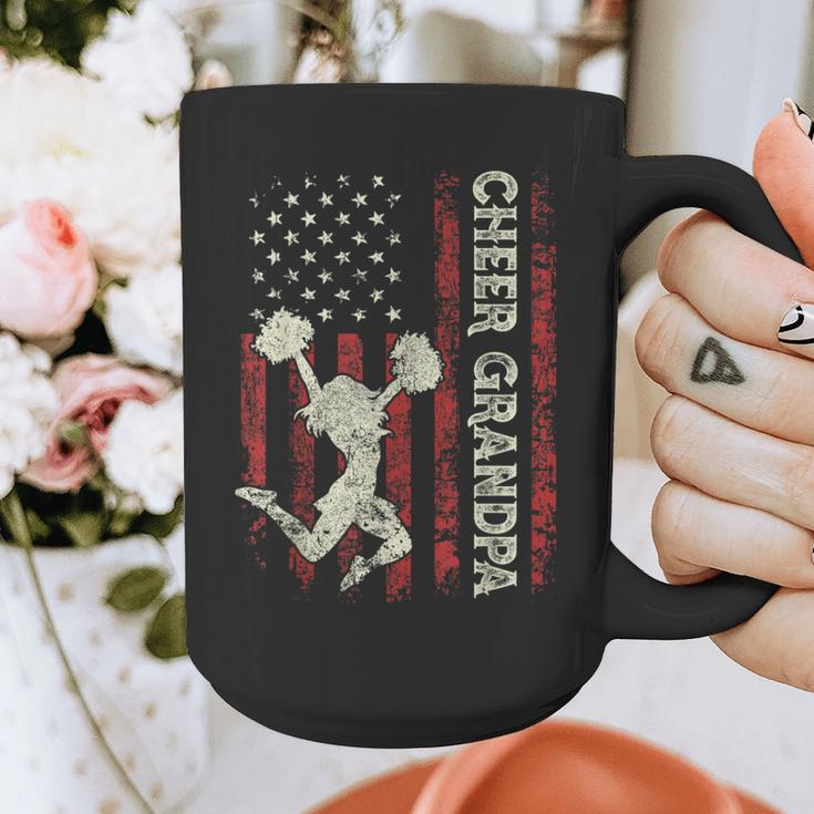 Cheer Grandpa US Flag Dad Patriotic Cheerleader Fathers Day Graphic Print Coffee Mug