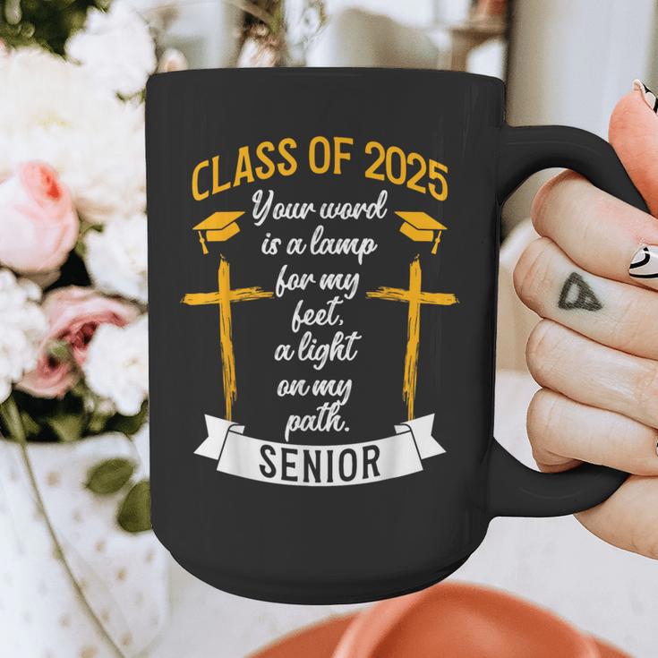 Class Of 2025 Senior Graduation Cross Quote Faith In God Graphic Print Coffee Mug