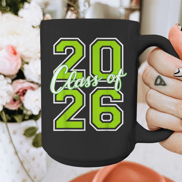 Class Of 2026 Graduation Varsity Lime Green Letters Graphic Print Coffee Mug