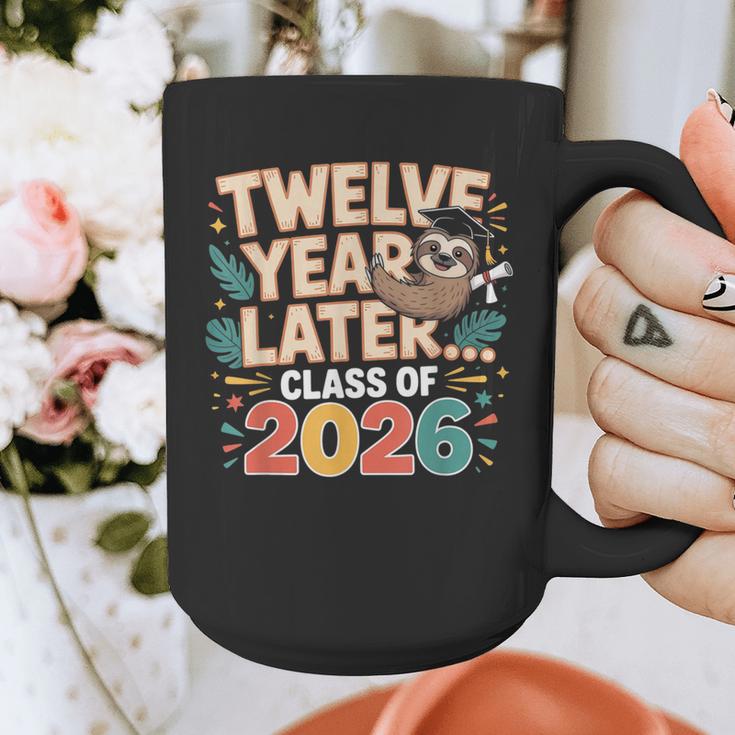 Class Of 2026 Senior Twelve Years Later Sloth Graduation Graphic Print Coffee Mug