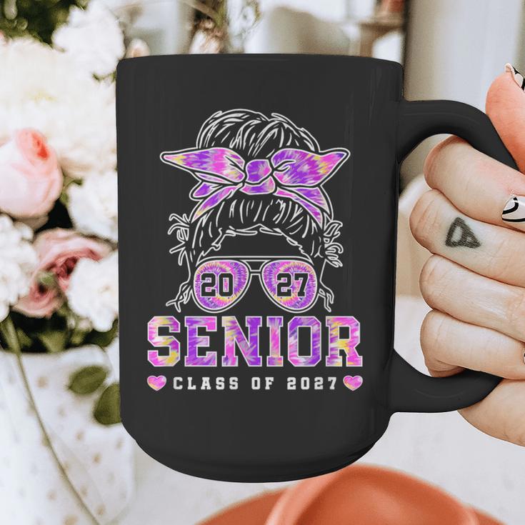 Class Of 2027 Senior Coquette Bow Messy Hair 26 Graduation Graphic Print Coffee Mug