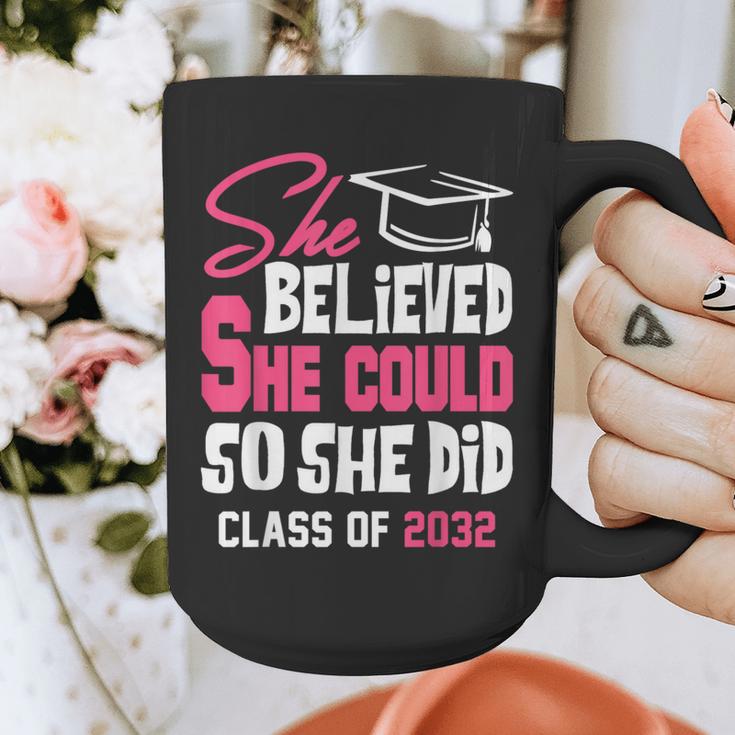 Class Of 2032 She Believed She Could Kids Graduation T-Shirt Graphic Print Coffee Mug