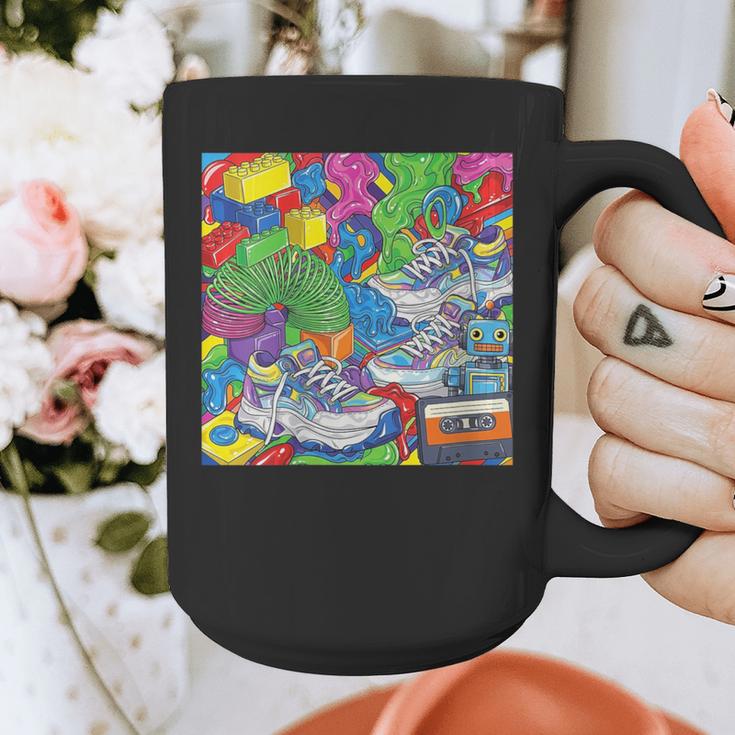 Colorful Kidcore 90s Nostalgia Meme Sneakers Robot Toy Slime Graphic Print Coffee Mug