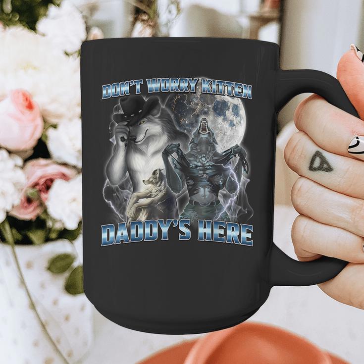 Cool Alpha Wolf Meme Don't Worry Kitten Daddy's Here Graphic Print Coffee Mug