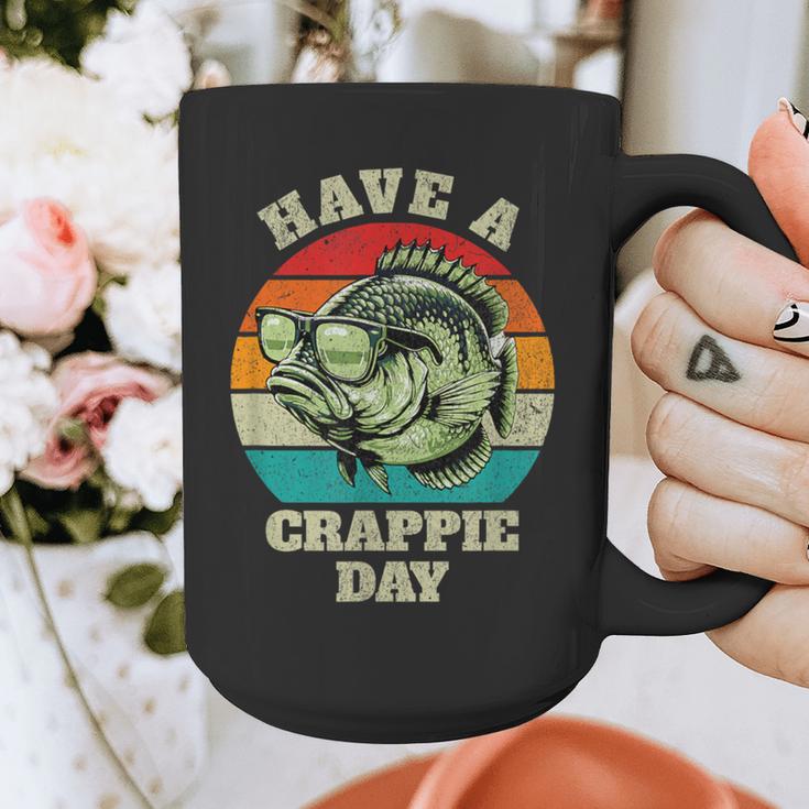 Have A Crappie Day Retro Fishing Sarcastic Dad Graphic Print Coffee Mug
