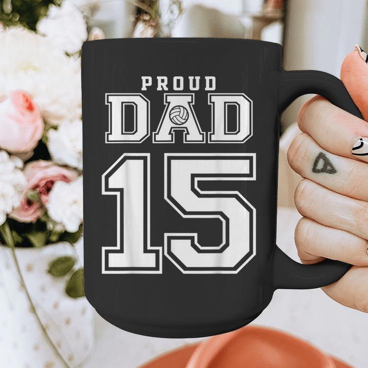 Custom Proud Volleyball Dad Number 15 Personalized For Men Graphic Print Coffee Mug