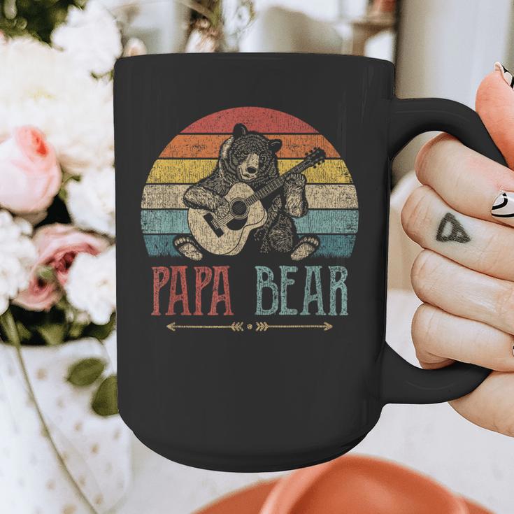 Cute Papa Bear Vintage Father's Day Retro Dad Guitar Graphic Print Coffee Mug