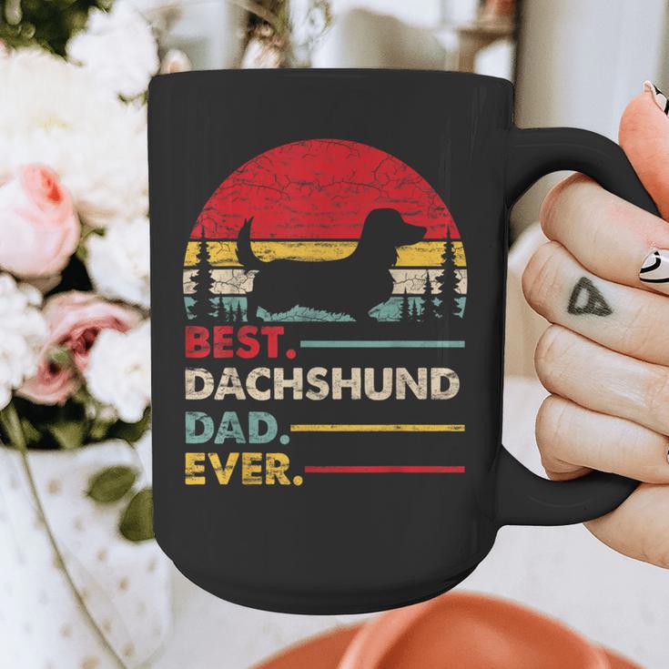 Dachshund Long Haired Best Dad Ever Dog Vintage Retro Graphic Print Coffee Mug
