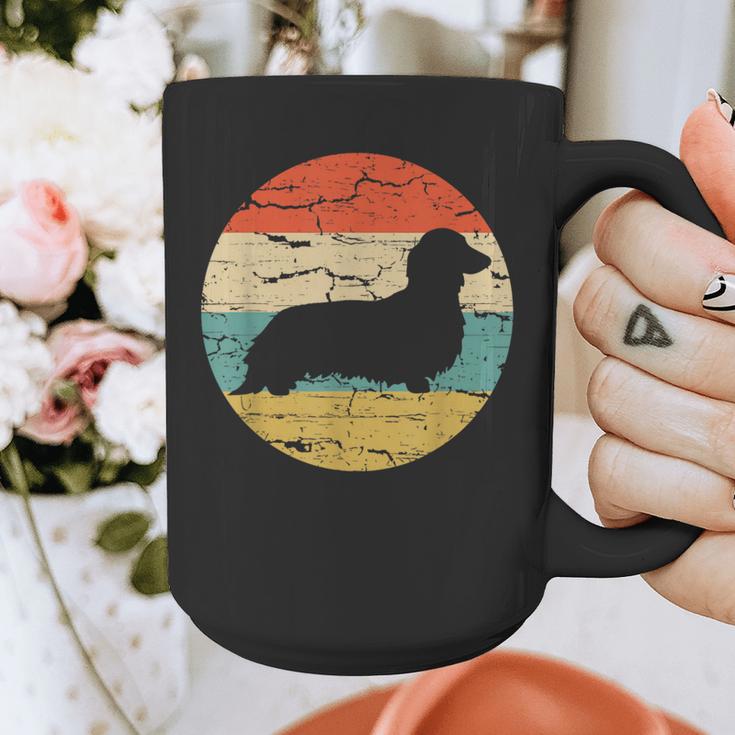 Dachshund Long Haired Dog Vintage Mom Dad Retro Graphic Print Coffee Mug