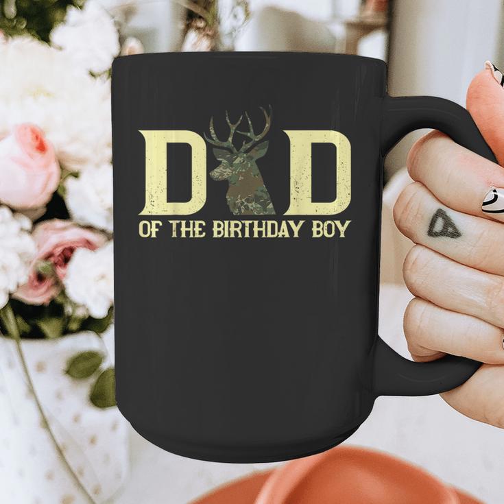 Dad Of The Birthday Boy Deer Hunter Camouflage Flag Graphic Print Coffee Mug